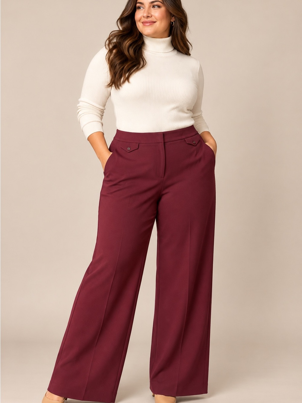 LOFT Women’s Burgundy Wide Leg Dress Pants Size 18